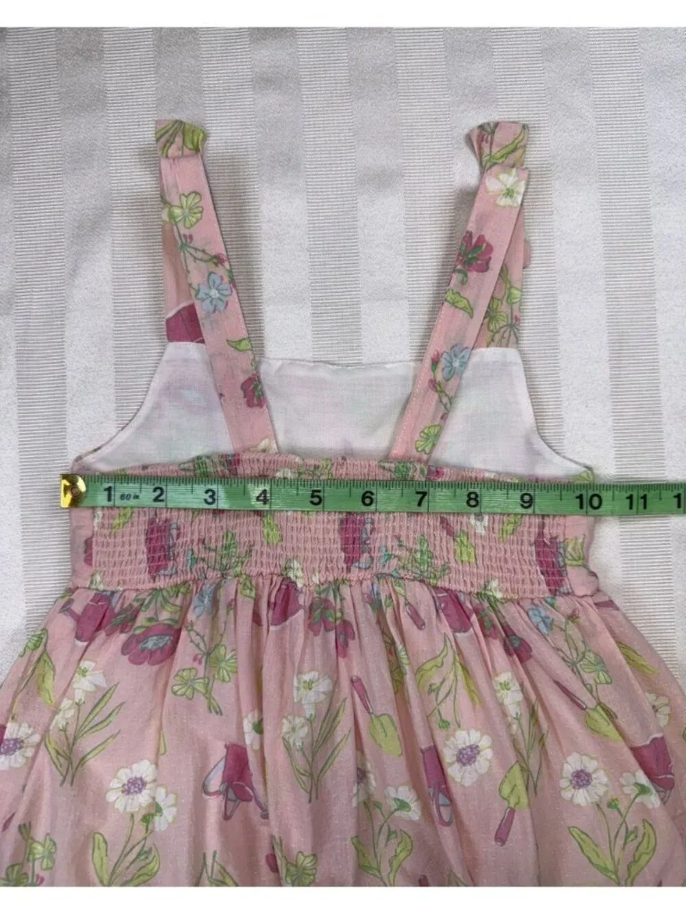Sigrid Olsen Kids Girls Size 4 Summer Dress Pink Floral Cotton Lined Tiered